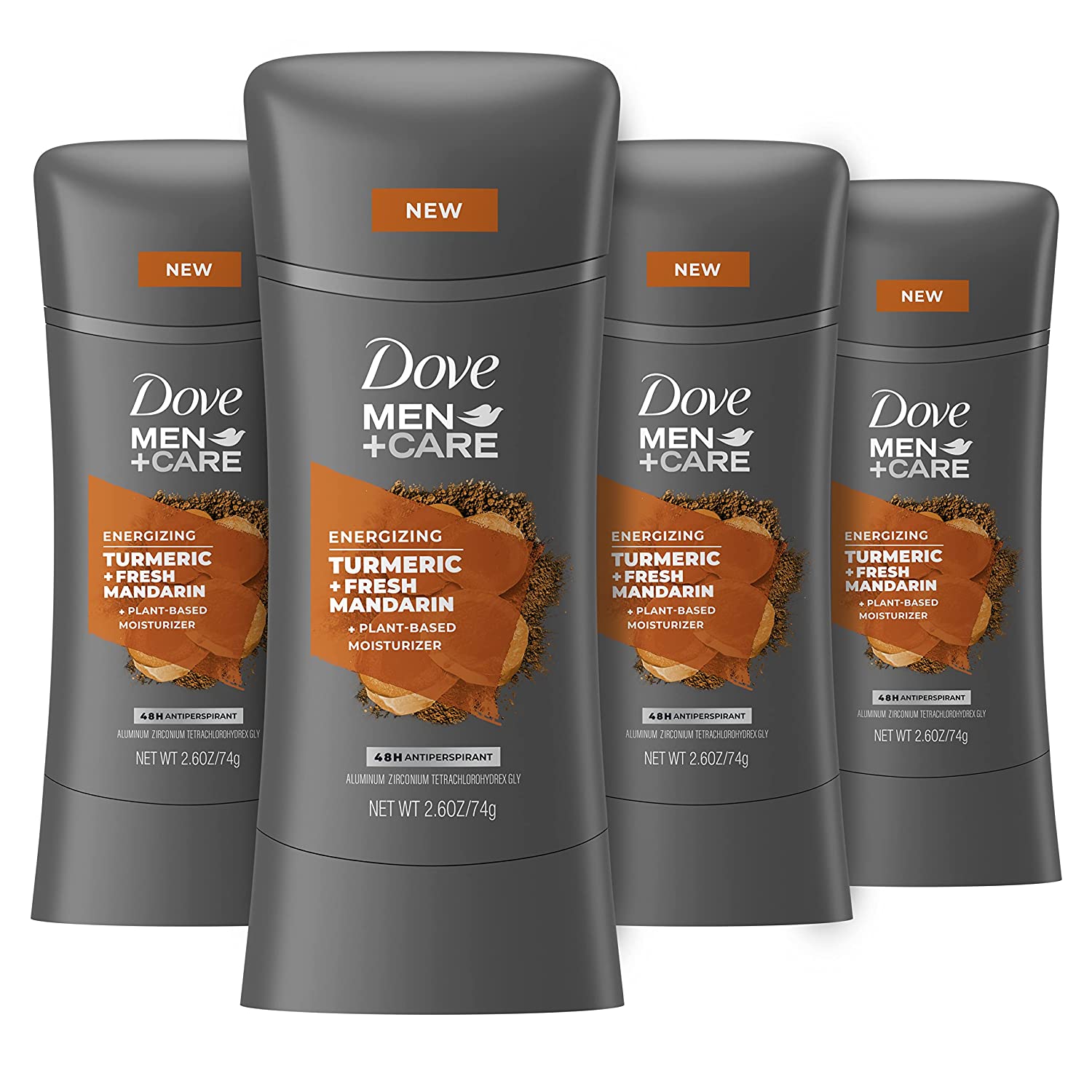 230816075626830_1 Dove Men+Care Antiperspirant Deodorant Turmeric + Fresh Mandarin Natural Inspired Deodorant for Men 2.6 oz 4 count - Image 1